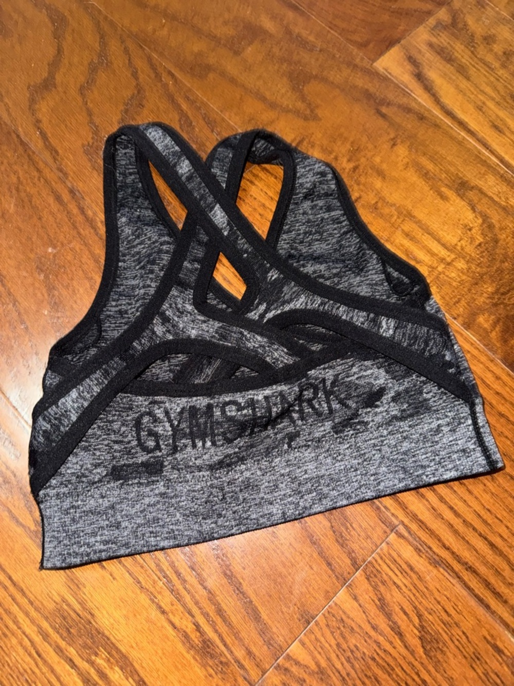 Gymshark Gray and Black Seamless Crisscross Sports Bra